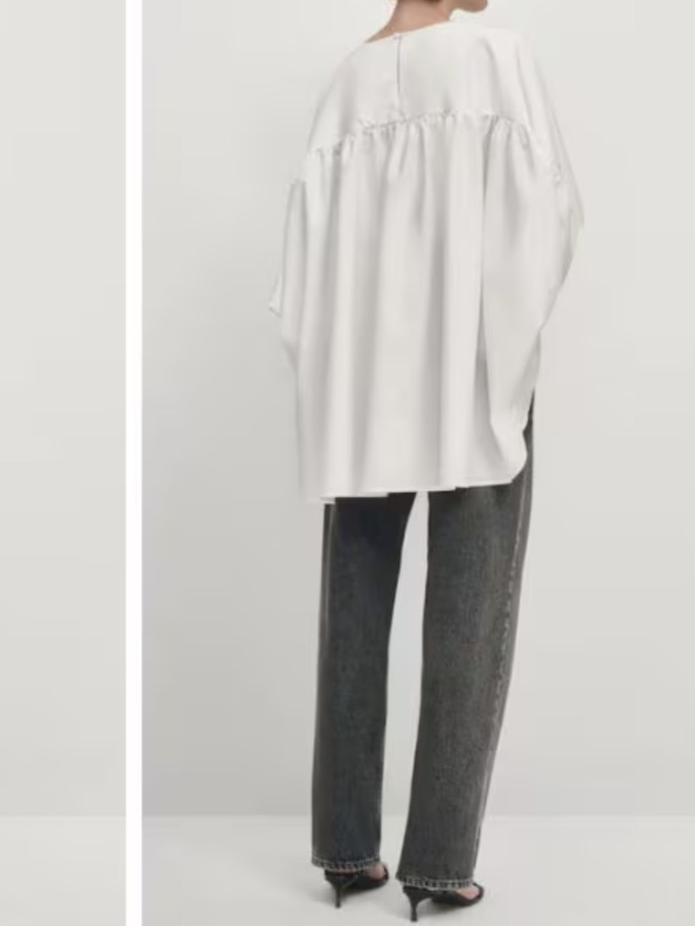 Massimo Dutti White Voluminous poplin Cotton Blouse NWT - Picture 4 of 11